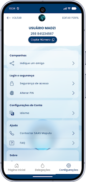 Configurações e segurança no Madzi