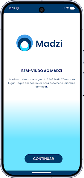 Ecrã de boas-vindas do Madzi